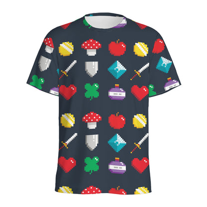 8-Bit Pixel Game Items Print Men's Sports T-Shirt