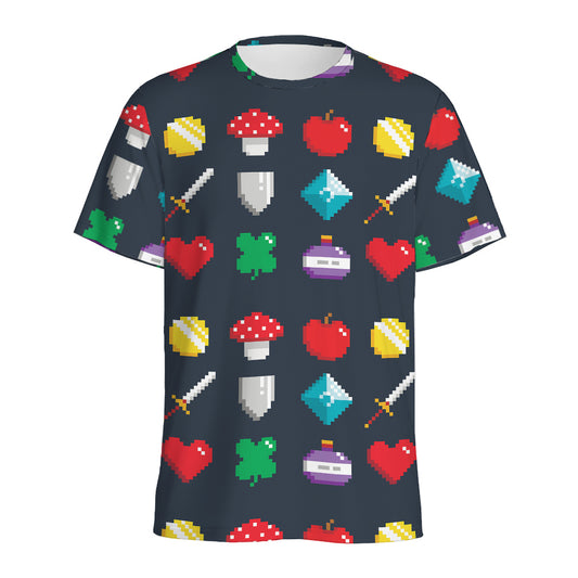 8-Bit Pixel Game Items Print Men's Sports T-Shirt