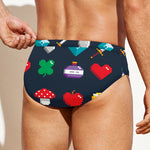 8-Bit Pixel Game Items Print Men's Swim Briefs
