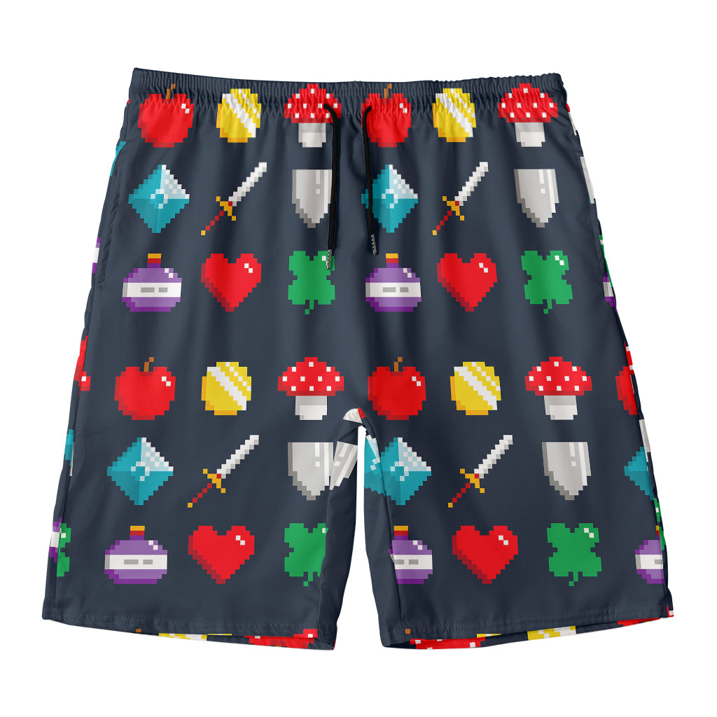 8-Bit Pixel Game Items Print Men's Swim Trunks