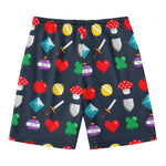 8-Bit Pixel Game Items Print Men's Swim Trunks