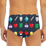 8-Bit Pixel Game Items Print Men's Triangle Swim Briefs