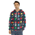 8-Bit Pixel Game Items Print Men's Velvet Pullover Hoodie