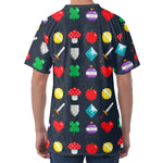 8-Bit Pixel Game Items Print Men's Velvet T-Shirt