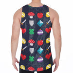 8-Bit Pixel Game Items Print Men's Velvet Tank Top