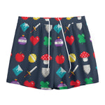 8-Bit Pixel Game Items Print Mesh Shorts