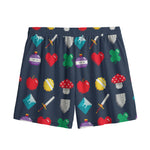 8-Bit Pixel Game Items Print Mesh Shorts