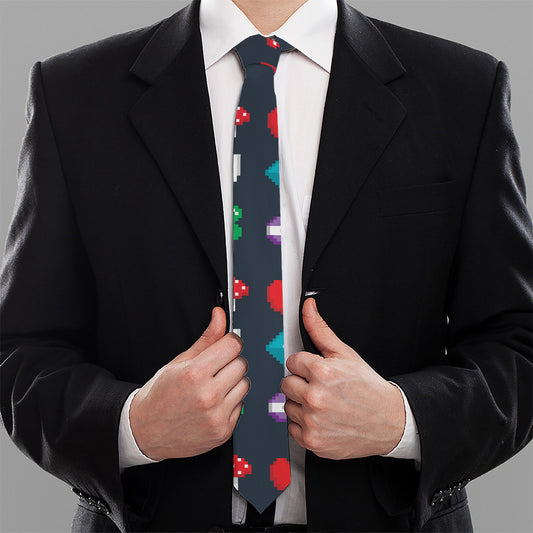 8-Bit Pixel Game Items Print Necktie