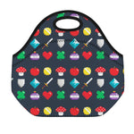 8-Bit Pixel Game Items Print Neoprene Lunch Bag