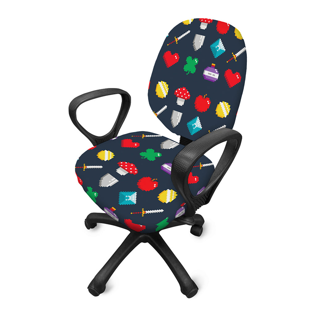8-Bit Pixel Game Items Print Office Chair Cover