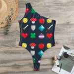 8-Bit Pixel Game Items Print One Shoulder Bodysuit