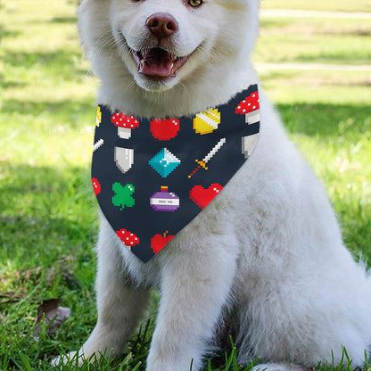 8-Bit Pixel Game Items Print Over The Collar Dog Bandana