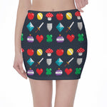 8-Bit Pixel Game Items Print Pencil Mini Skirt