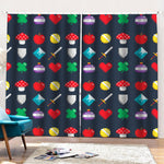 8-Bit Pixel Game Items Print Pencil Pleat Curtains