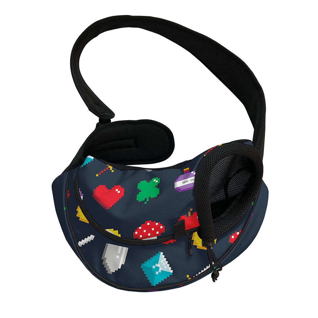 8-Bit Pixel Game Items Print Pet Sling Carrier