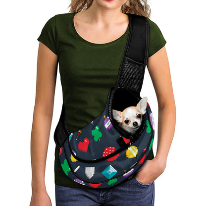 8-Bit Pixel Game Items Print Pet Sling Carrier