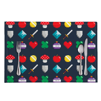 8-Bit Pixel Game Items Print Placemat