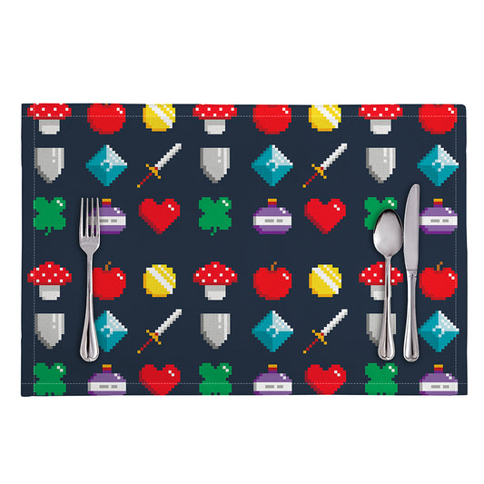 8-Bit Pixel Game Items Print Placemat