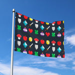 8-Bit Pixel Game Items Print Polyester Flag