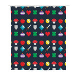 8-Bit Pixel Game Items Print Polyester Shower Curtain