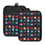 8-Bit Pixel Game Items Print Pot Holders With Pocket