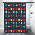 8-Bit Pixel Game Items Print Premium Shower Curtain