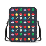 8-Bit Pixel Game Items Print Rectangular Crossbody Bag