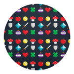 8-Bit Pixel Game Items Print Round Blanket