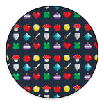 8-Bit Pixel Game Items Print Round Floor Mat