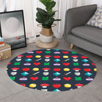 8-Bit Pixel Game Items Print Round Rug