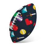 8-Bit Pixel Game Items Print Rugby Ball