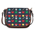 8-Bit Pixel Game Items Print Saddle Bag