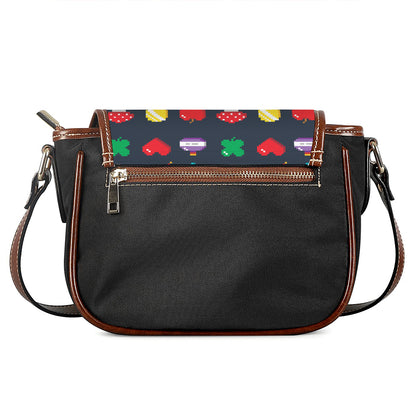 8-Bit Pixel Game Items Print Saddle Bag