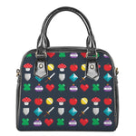 8-Bit Pixel Game Items Print Shoulder Handbag