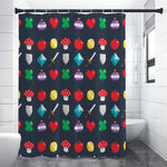 8-Bit Pixel Game Items Print Shower Curtain
