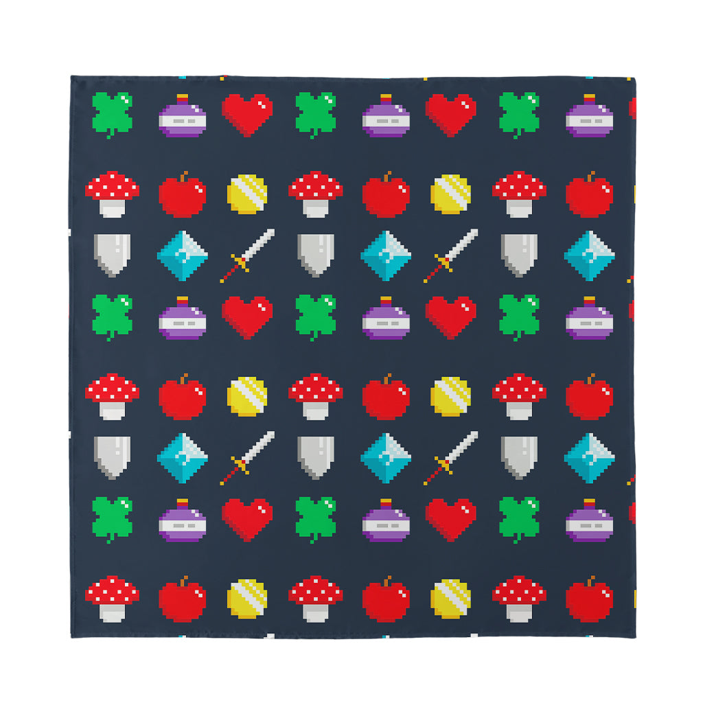 8-Bit Pixel Game Items Print Silk Bandana
