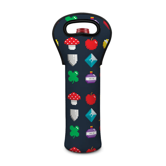 8-Bit Pixel Game Items Print Single Neoprene Wine Tote