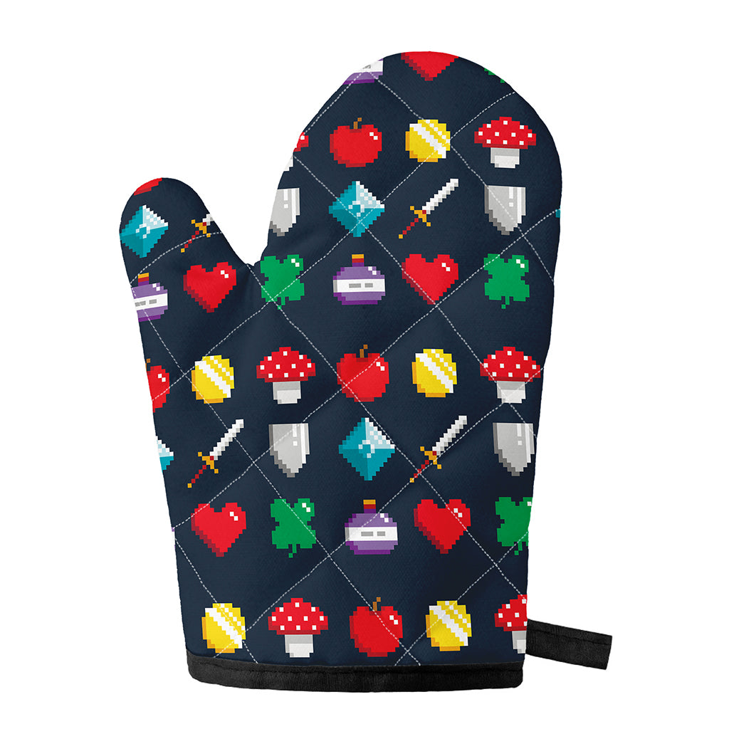 8-Bit Pixel Game Items Print Single Oven Mitt