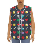 8-Bit Pixel Game Items Print Sleeveless Baseball Jersey