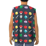 8-Bit Pixel Game Items Print Sleeveless Baseball Jersey