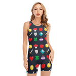 8-Bit Pixel Game Items Print Sleeveless One Piece Swimsuit