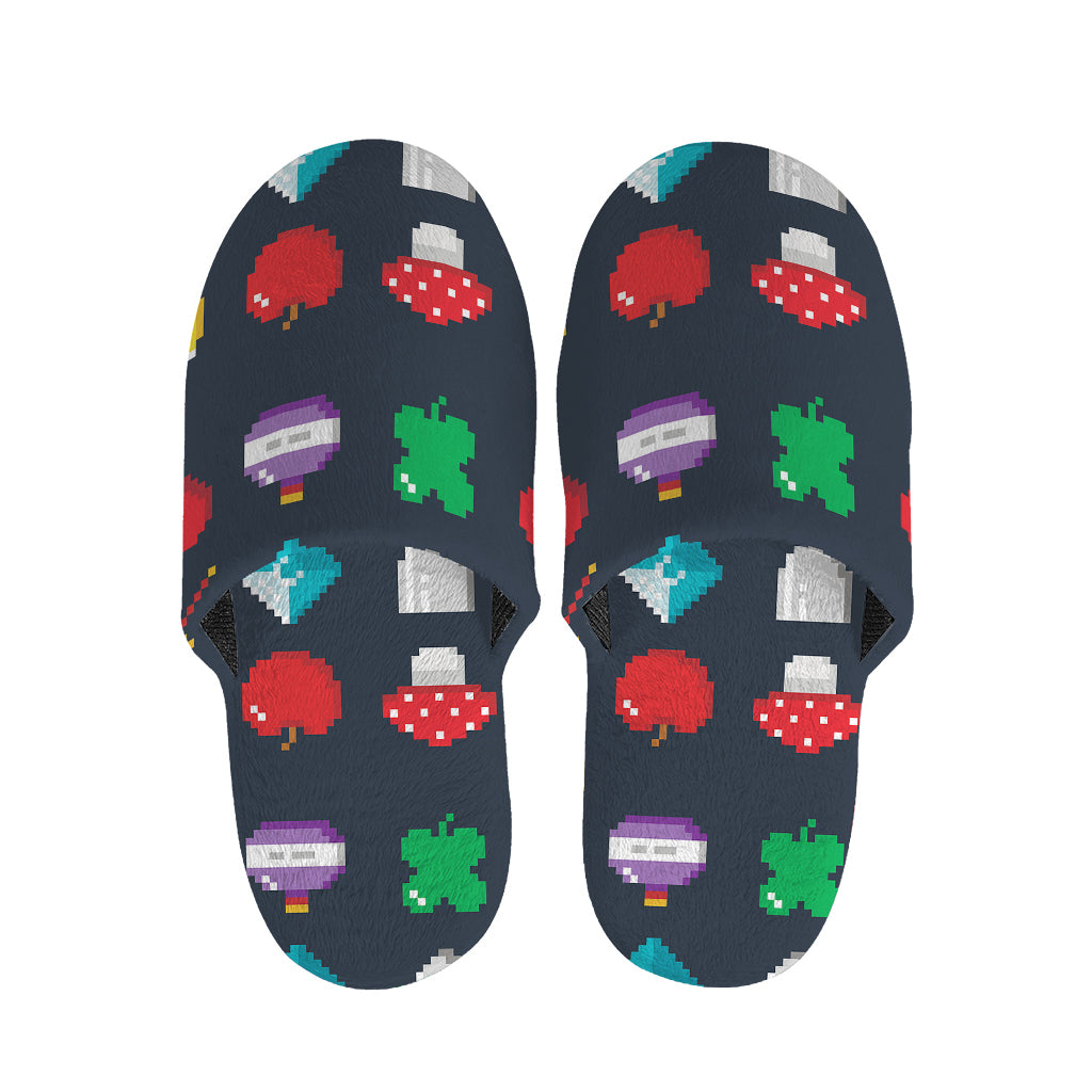8-Bit Pixel Game Items Print Slippers
