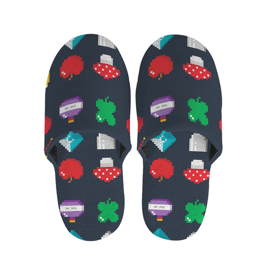 8-Bit Pixel Game Items Print Slippers