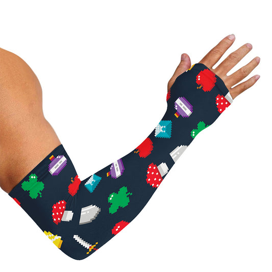 8-Bit Pixel Game Items Print Sun Protection Arm Sleeves