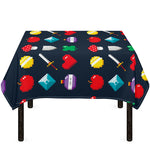 8-Bit Pixel Game Items Print Tablecloth