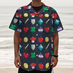 8-Bit Pixel Game Items Print Textured Short Sleeve Shirt