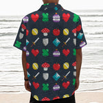 8-Bit Pixel Game Items Print Textured Short Sleeve Shirt