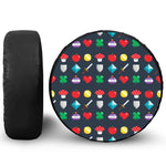 8-Bit Pixel Game Items Print Tire Cover