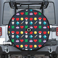 8-Bit Pixel Game Items Print Tire Cover With Camera Hole