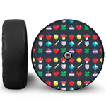 8-Bit Pixel Game Items Print Tire Cover With Camera Hole